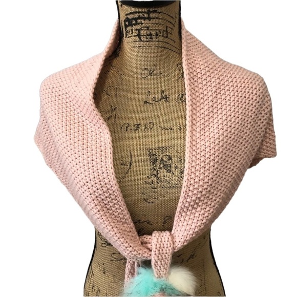 Capelli Kids Pink Cotton Candy Pom Pom Scarf Wrap - Picture 3 of 8